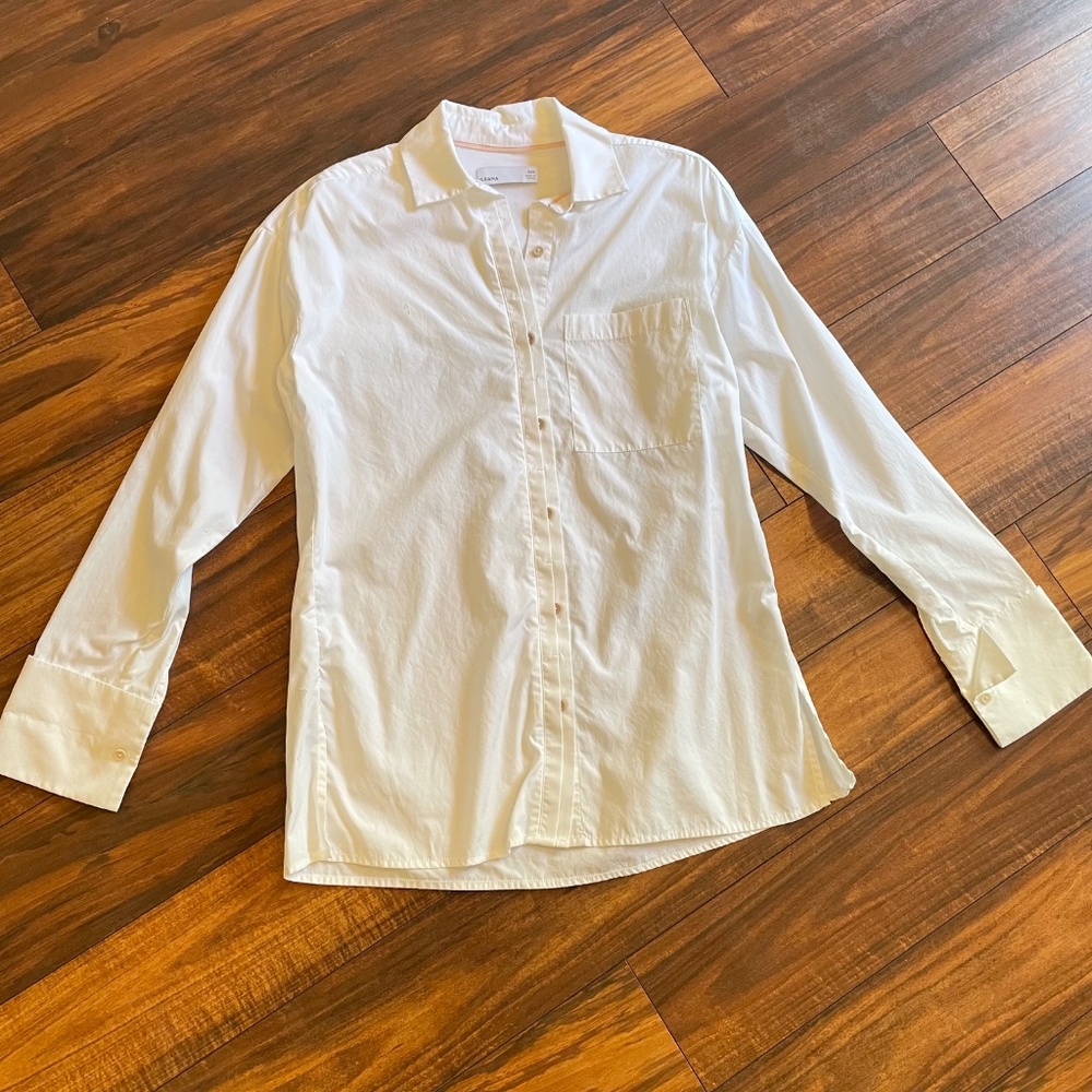 GRANA Poplin Cotton Oversized White Shirt XXS